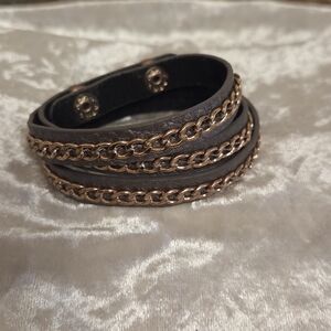 Black and Gold Chain Wrap Bracelet
